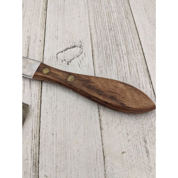 Vintage Warco #2 Stainless Double Sided Knife Philgas Oil Wood Handle Slice Car - Picture 2 of 8